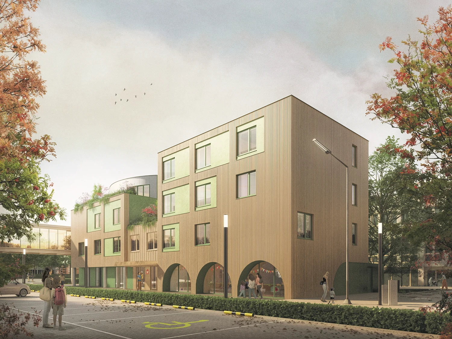 Artist impression van de vernieuwde gevel van Ronald McDonald Huis Maastricht